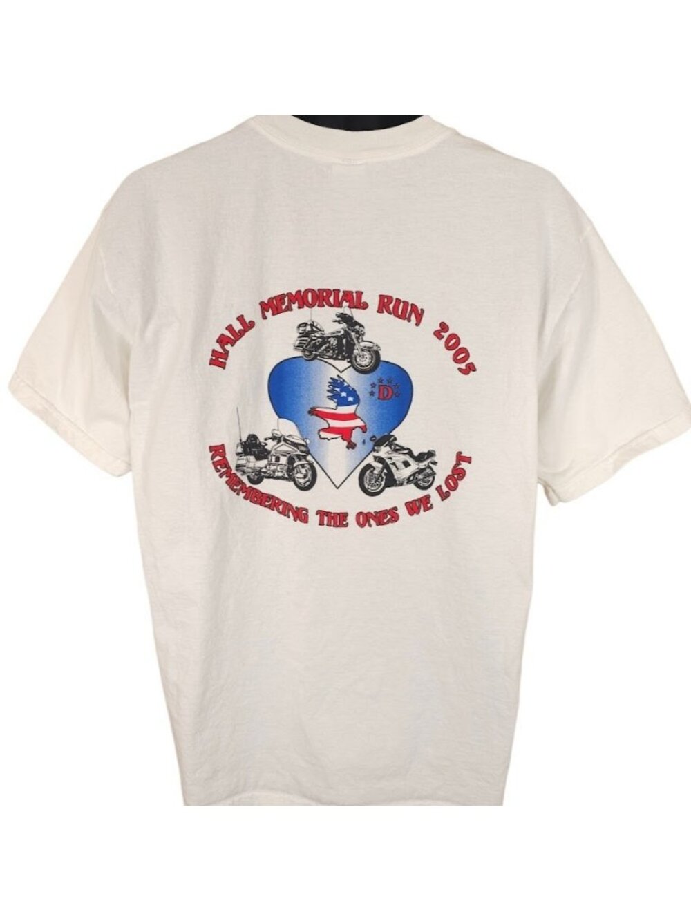 Vintage Motorcycle T Shirt Mens Size Large White Y2K 2005 Hall Memorial Run - Picture 4 of 7